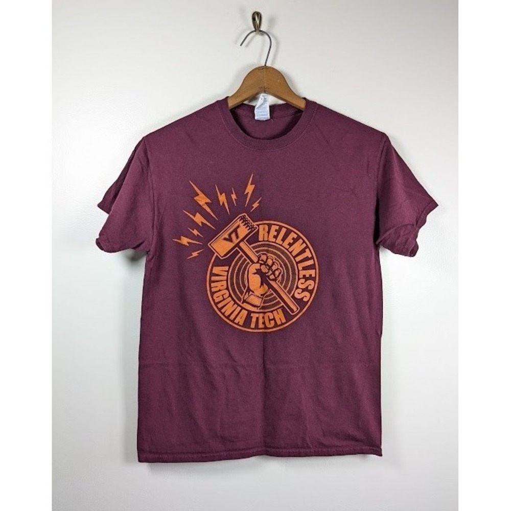 Virginia Tech University Graphic T-Shirt Men Medium Staff Hokies Maroon Football